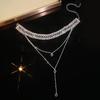 Elegant Shiny Rhinestone Long Tassel Necklace Online Influencer Hollow Clavicle Chain Anchor Accessories
