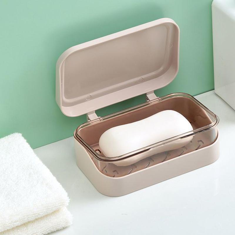 Portasapone da bagno con coperchio, contenitore per sapone in plastica per la casa, mantiene il sapone asciutto, portasapone da viaggio portatile, contenitore per sapone.