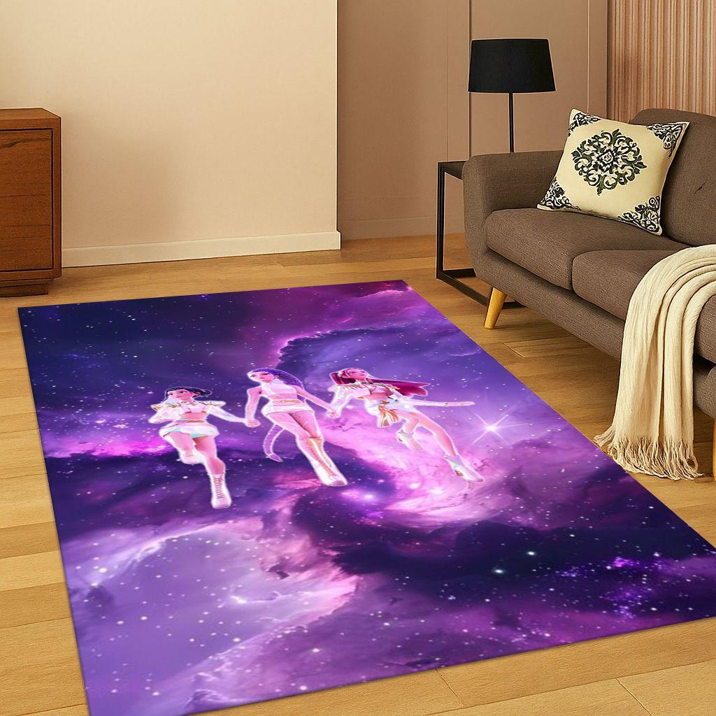 3D Dämonenjäger Kpop Rumi Mira Zoey Musik Teppich für Schlafzimmer Wohnzimmer Sofa Heimdekoration, Teppich Rutschfeste Fußmatte Geschenk