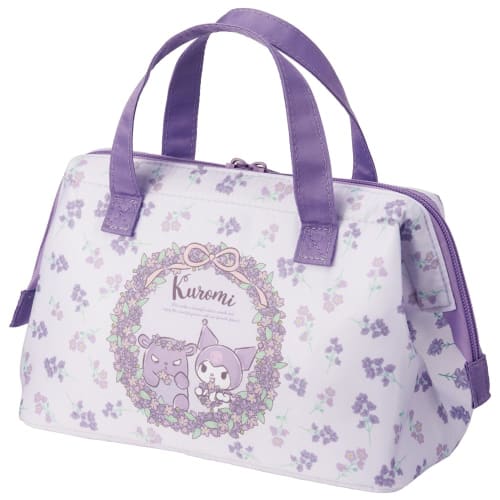 Skater Lunch Bag, Insulated, Clasp Closure, Women's, Sanrio, Kuromi, Flower Wreath, KGA1-A