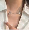 2022 Yinruitai S925 Sterling Silver Unicorn Necklace with Round Tag Letter Korean Clavicle Chain for Women