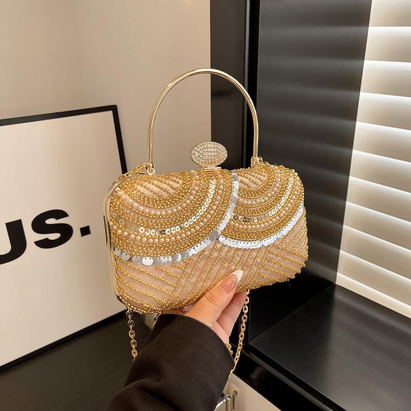 Paillette Evening Bag Fashion French Vintage Chain Shoulder bag Banquet Clutch Wedding Party Crossbody Bags Female Daily Purse