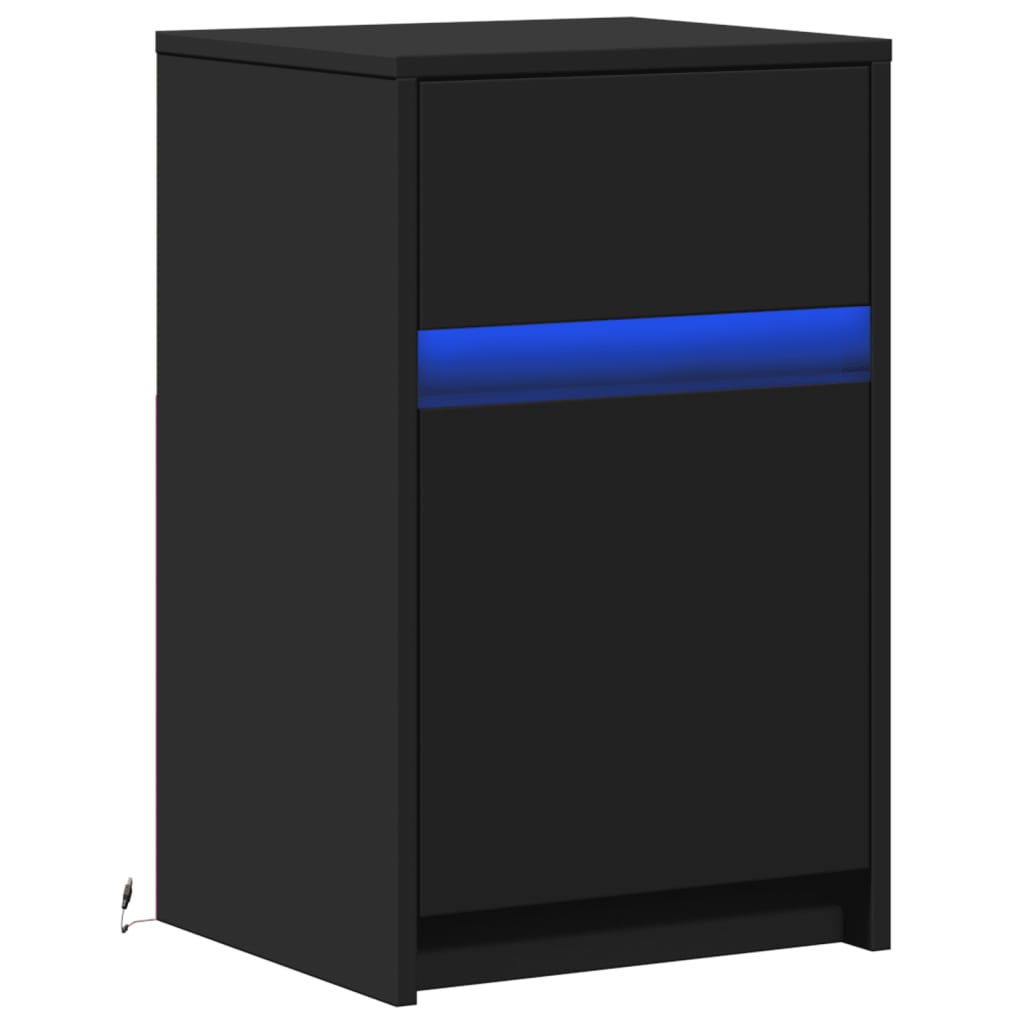 Vidaxl LED Nightstand, Black, Wood-Based Material