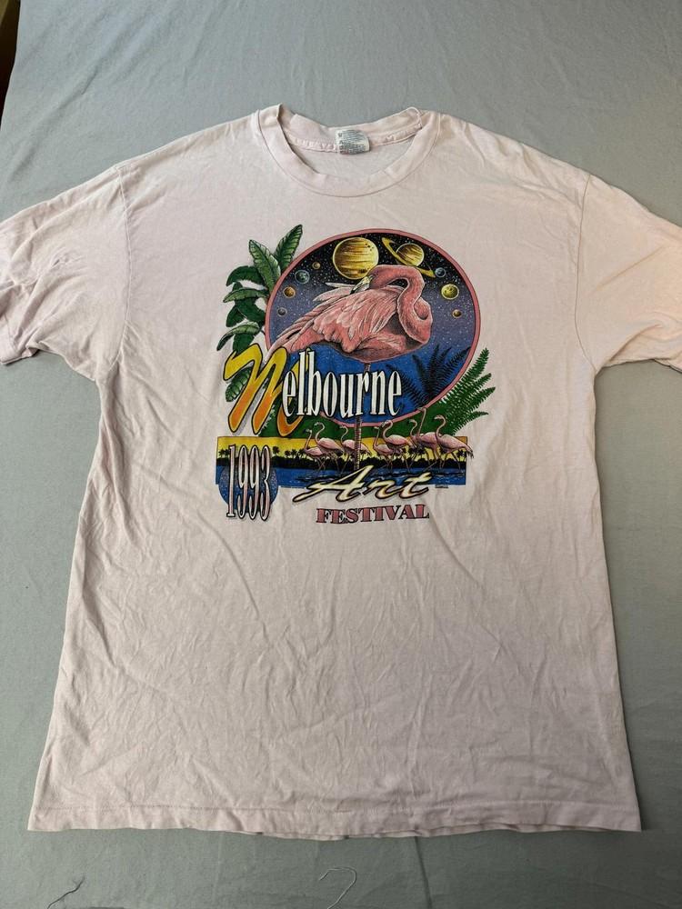 VTG Melbourne 1993 Art Festival T-shirt Flamingos 1993 Tee Unisex T-Shirt XXXXL
