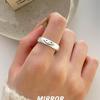 925 Brushed Smiley Face Women's Pinky Ring - Niche, Cute, and Simple Design for Students