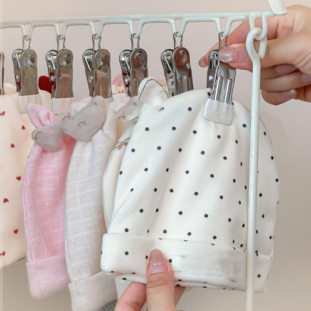 18 Clips Socks Drying Rack Stainless Steel Large Capacity Multi-clip Sock Drying Hanger Folding Space Saving