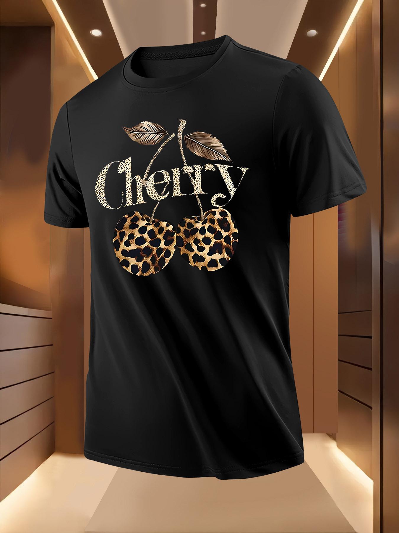 Leopard Print Cherry Pattern Tshirt XXXXL