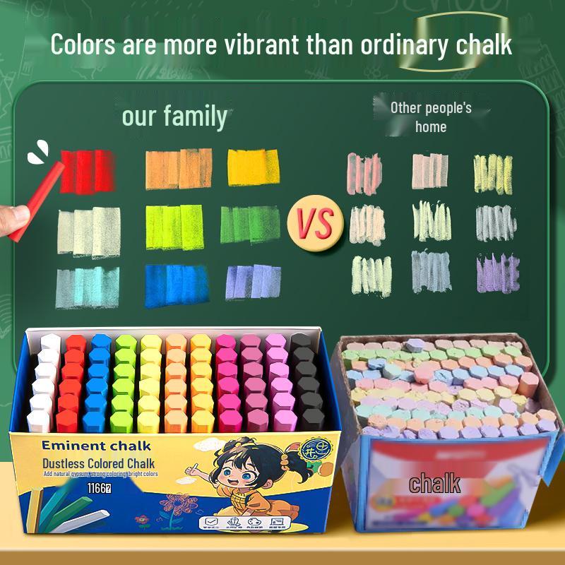 Dust-Free Bright Color Chalk for Kids - Keeps Hands Clean, Ideal for Teachers and Home Use.