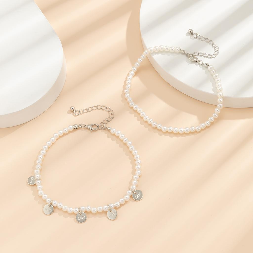 Holiday style woven pearl multi-layer fashion handmade anklet versatile geometric sequins fringed ethnic style anklet