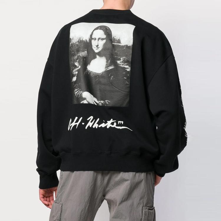 Off-White Mona Lisa Print Crew Neck Sweatshirt Men Tops Black OMBA035S190030051020