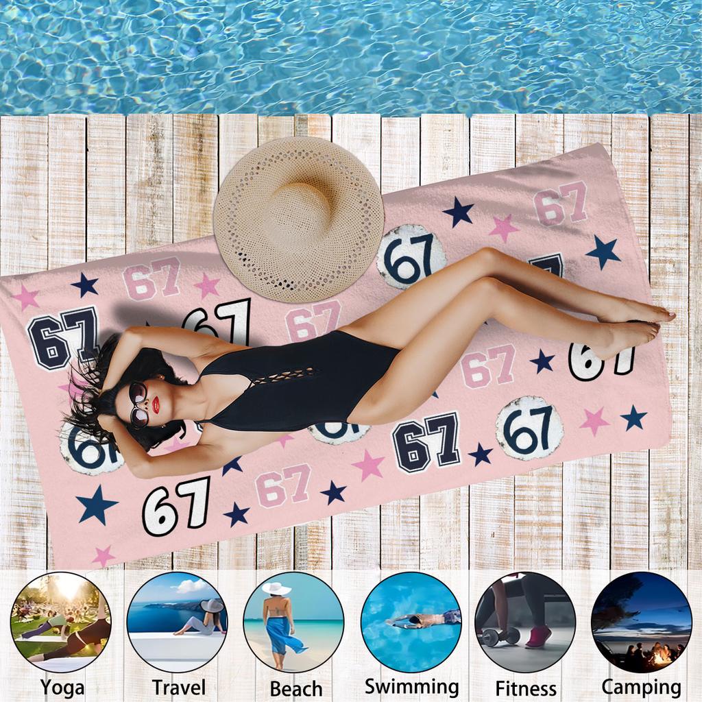 1pc 67 Element Printtowel Sports Quick-Drying Super Absorbent Camping Towel Super Soft Lightweight Gym Swimming Yoga Beach Towel