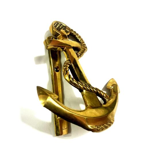 Solid Brass Nautical Ship Anchor Rope Design Door Knocker Vintage Home Decor