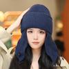 Korean Solid Color Earmuff Knitted Hat Winter Keep Warm Versatile Beanie For Women