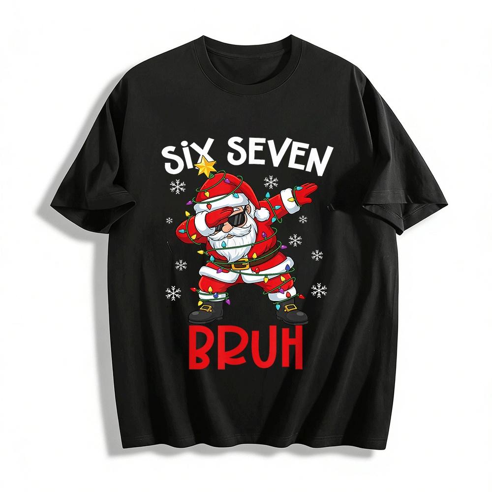 

Dab Santa With Christmas Lights Bruh Festive Holiday Top Pure cotton T-shirt XXS