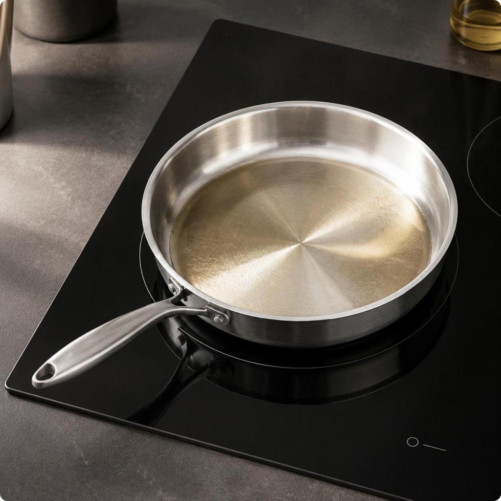MultiPly Skillet Gas Cooktop Compatible Frying Even Pan Heating Flat Bottom for