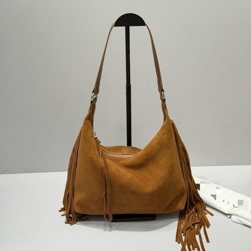 Vintage Fringed Suede Hobo Bag Large Capacity Shoulder Crossbody Versatile Soft Underarm