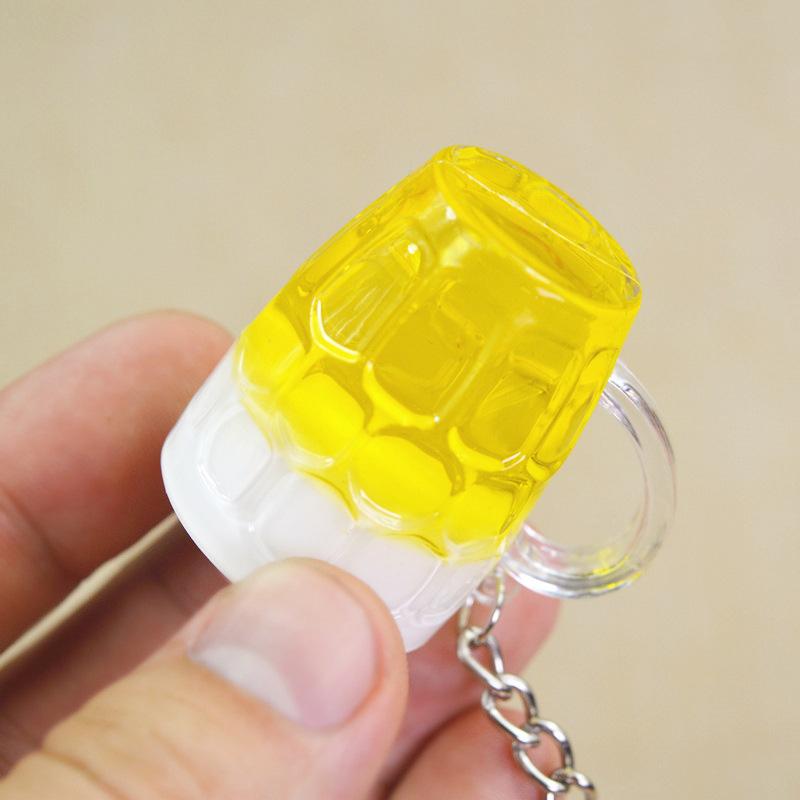 Resin Beer Cups Keychain Car Keyring Key Chain Men Woman Jewelry Simulation Food