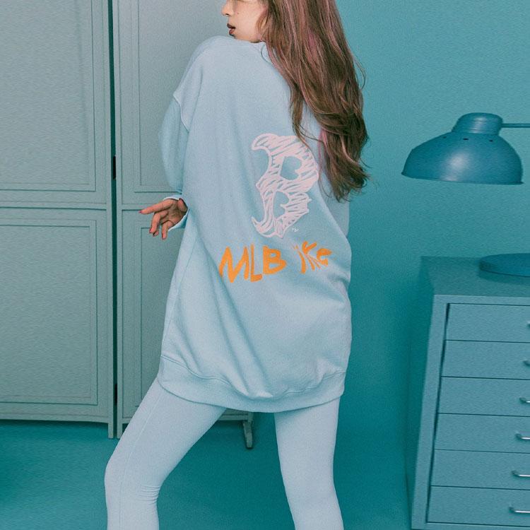 MLB Like Series Langarm Lockerer Sitz Graffiti-Print Sweatshirt Unisex-Sweatshirt Minze 31MT08011-43T