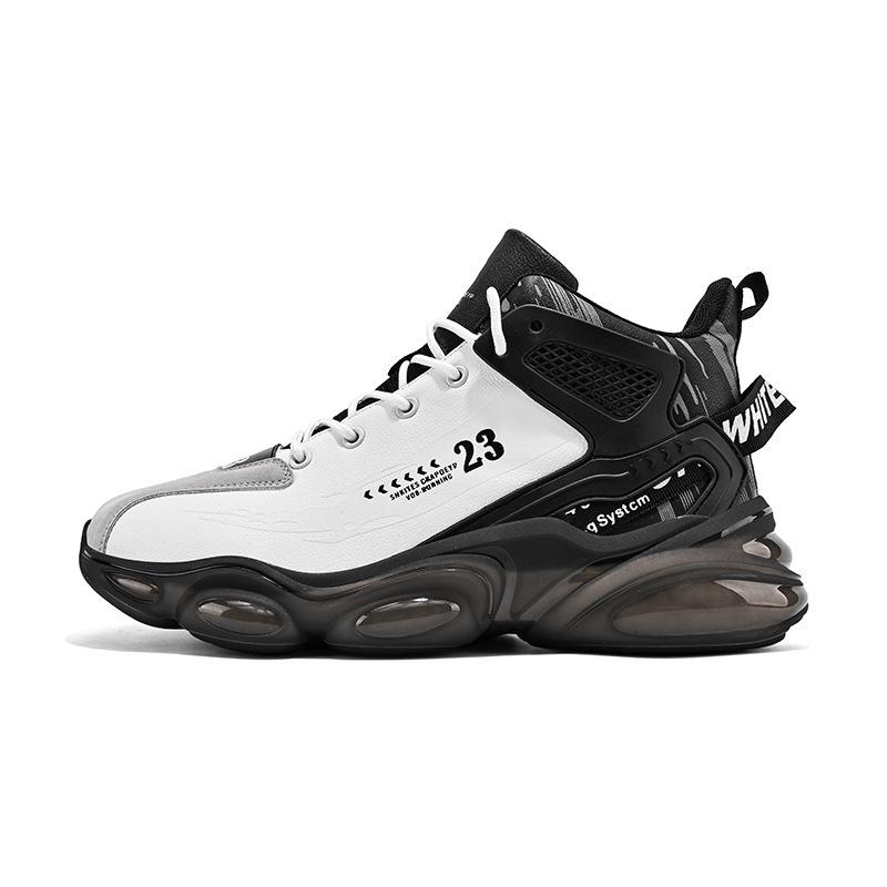 Spring new breathable leather aj high-top basketball sports running shoes heightening casual dad trendy shoes 39