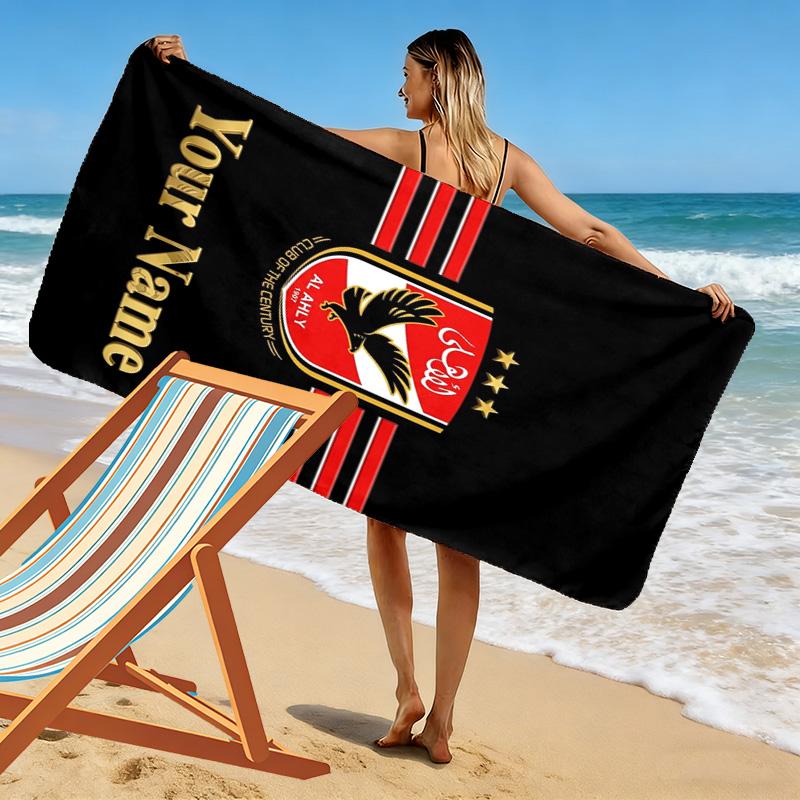 Name Custom Al Ahly Sporting Print Beach Towel, Large Soft Quick Dry Towel for Beach Camping Swimming