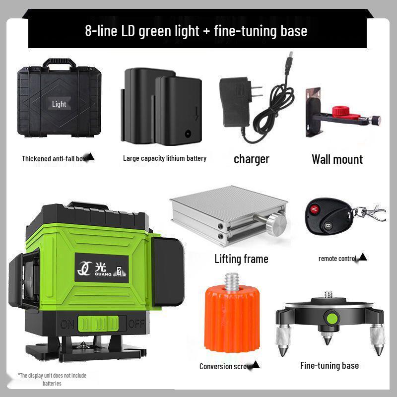 High-Precision 12/16-Line Green Laser Level with Strong Light Auto-Leveling for Walls and Floors