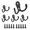 AD23-Double Prong Robe Hook With Screws, Dual Coat Hooks Wall Mounted Hanging Clothes For Bathroom Bedroom Door Wall