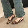 Fashion Summer Women  Slingback Woman Flats Low ShoesHigh Heels Pointed Toe Flat Sandals Shoes Without Heels Leopard Print Ladies Casual