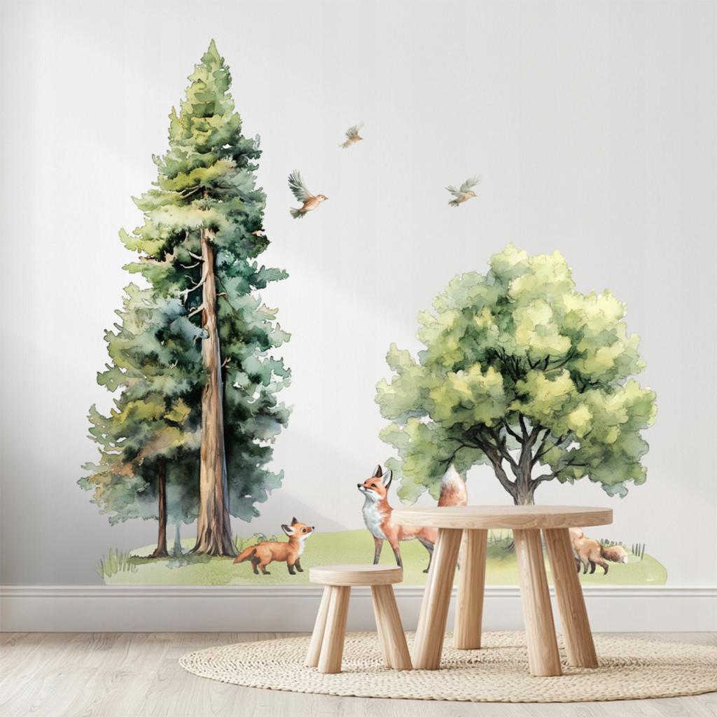 Large Fox Forest Wall Stickers For A Child'S Room
