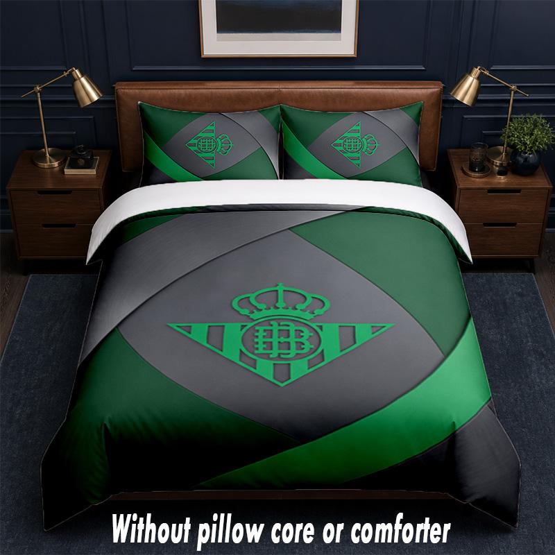 Real Betis Football Design Bed Bedding Set 1 Duvet Cover + 2 Pillowcases Soft Breathable Household Bed Linens