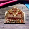Natural Orgone Gomti Chakra Shree Yantra Pyramid with with Red & White Chirmi Seeds for Wealth, Prosperity, Success