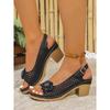 Summer New Arrival Women's High-Heel Sandals Large Size Fish-Mouth Block Heel Strappy Casual High-Heel Sandals