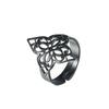 Simple Cutout Filigree Flower Rings for Women Stainless Steel Wedding Party Adjustable Vintage Ring Jewelry Gift