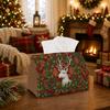 1pc Classic Woodland Winter Tissue Box - Multi-Functional Christmas Napkin Dispenser, Made of Durable Polyester, Decorated with Deer Portrait Holly Pi