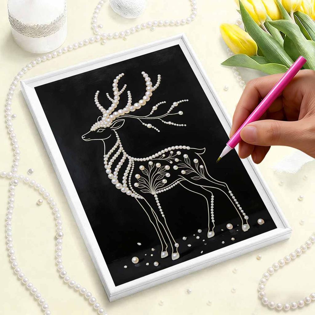 DIY Sika Deer Pearl Art Painting for Adults/Beginners Gift Home Decor Pearl Gem Paintings Picture Arts Craft 30x40cm Without Frame