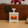 Mini Model House Furnishings Retro Simulated Fireplace Night Light, LED Flickering Flame Lamp, Cozy Atmosphere Miniature Scenes Accessories Lights for