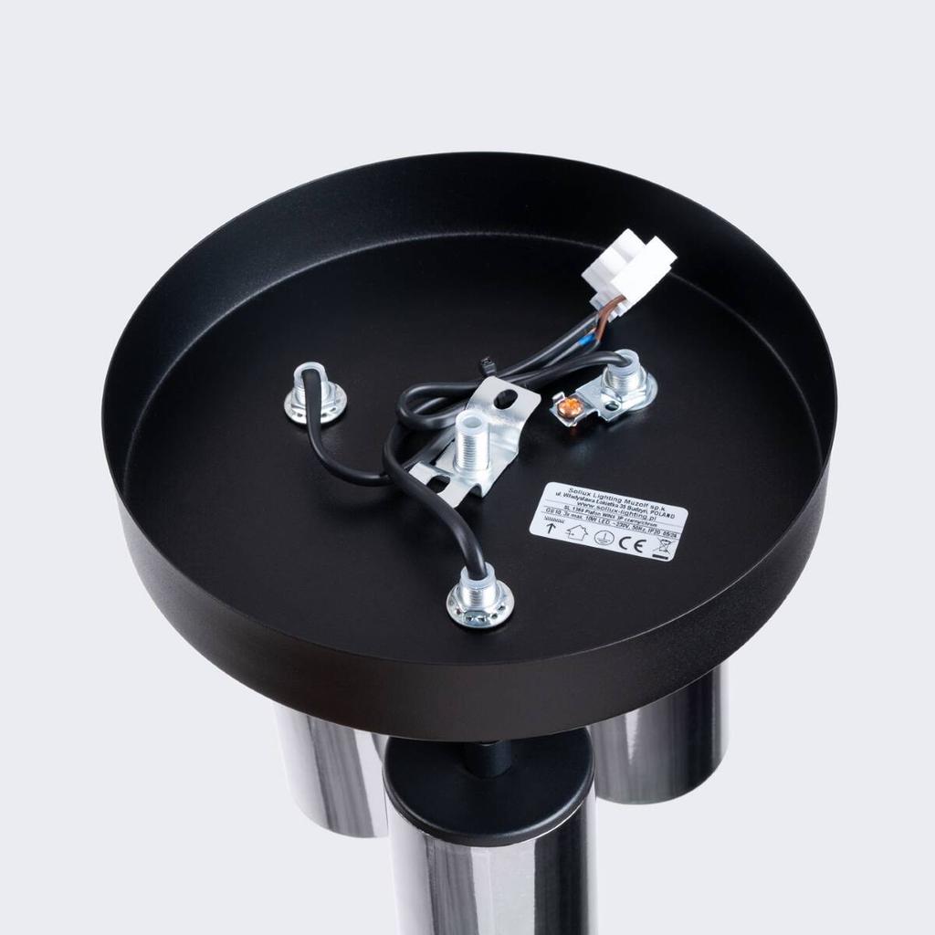 Spot Sufitowy Czarny Okrągły Potrójny Chromowane Klosze 3Xgu10 10W Winx Sl.1369 Sollux Lighting