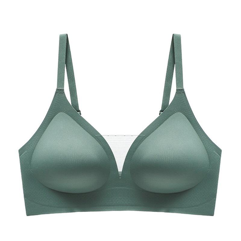 Bra Without Underwire Mesh V-neck Seamless Bra Women's Comfortable Soft Support Bra