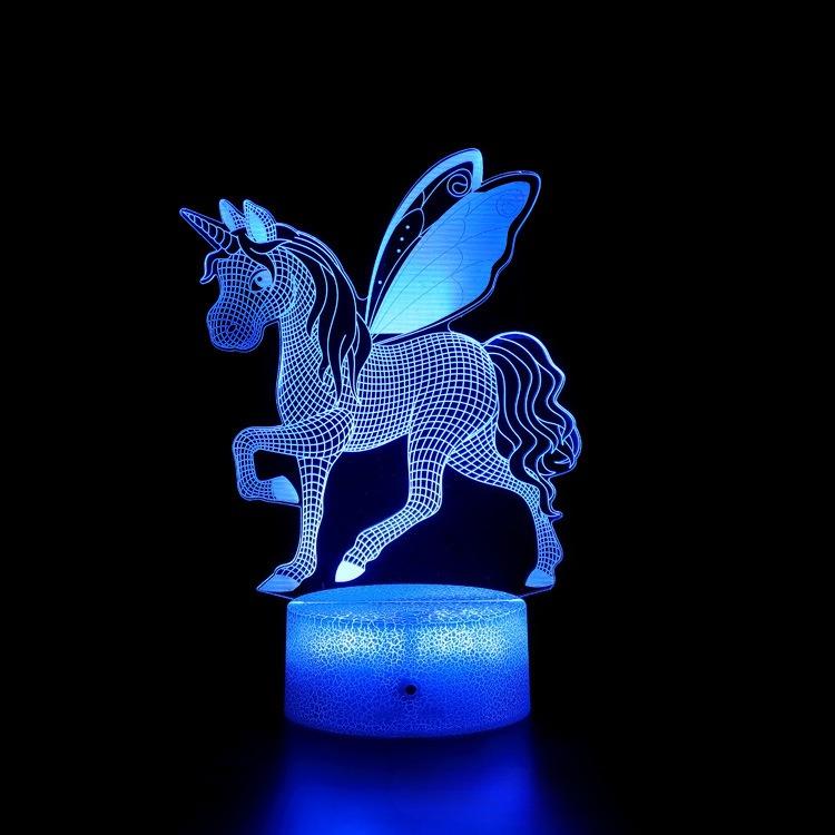 Pegasus Unicorn Geometric Horse LED Touch Remote Control, Creative Gift with Seven Colors