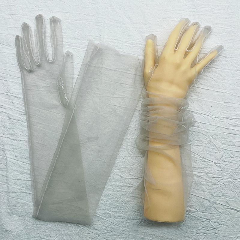 

70СМ DIY Тонкая сетка Прозрачный Однотонный Мягкий Сексуальный Косплей Мода Индивидуальность Аксессуары для платья Сценическое выступление Женские Длинные перчатки One Size