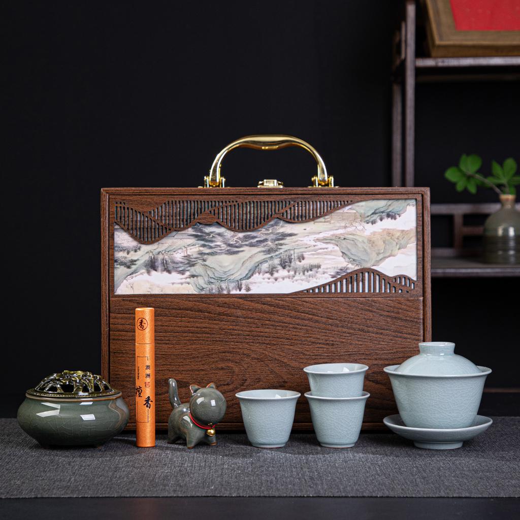 Ceramic kung fu tea set company activities practical merchandise souvenir business Mid-Autumn Festival gifts can be done