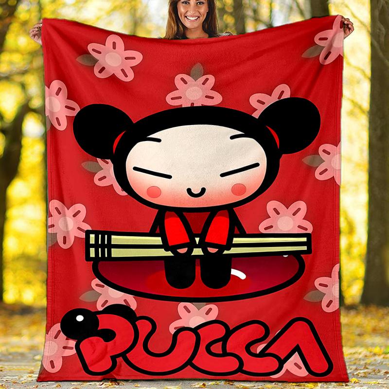 Pucca Theme Printed Blanket - Perfect for Couch, Bed, Travel & Outdoor Use | Machine Washable, Cozy & Durable.