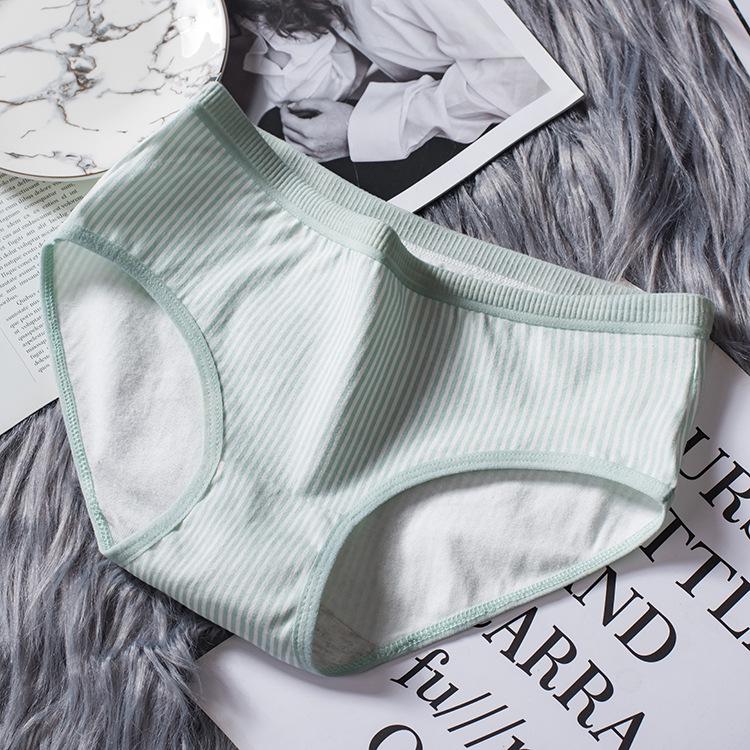 Breathable Ladies Briefs Cotton Midriff Striped Girls Cute Panties Ladies Cotton Women Underpant