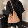 Casual fluffy bag large capacity tote bag bow women's shoulder underarm bag autumn and winter new backpack plush bag