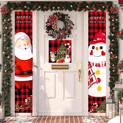 1 Par Bandera Colgante de Ventana Navidad Decorativa Multicolor Ecológica Pareado Decoración para Puerta de Hogar Fiesta
