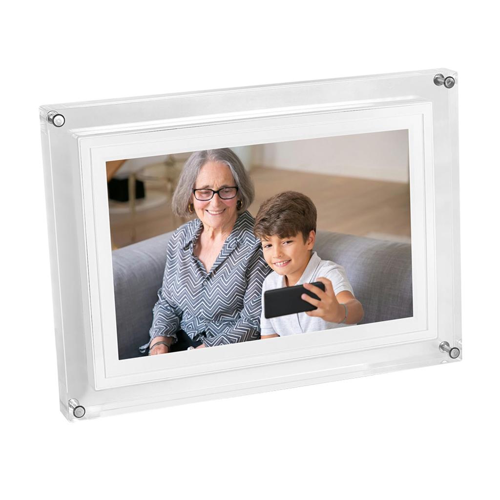 10.1 Inch Digital Picture Frame Acrylic USB2.0 Electronic Photo Frame Video Music Player with LED Light 8GB Memory for Home Desktop Decor