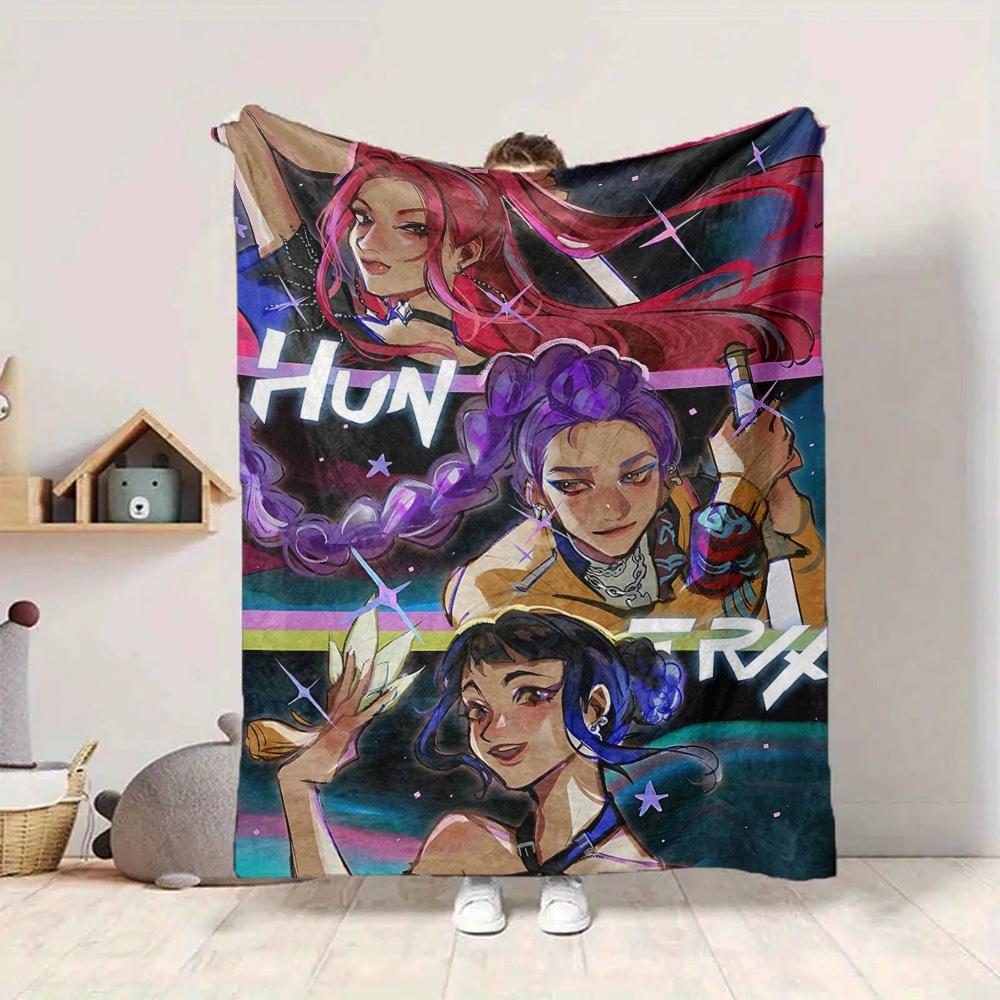 1pc Huntrix, K POP Soft Comfortable Blanket Digital Print, All Season Multipurpose Knit Fabric Bedding, Office, Sofa Home Decor Blanket