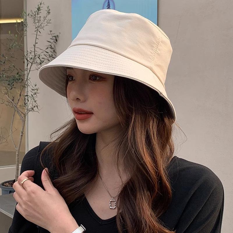 Women's Black Bucket Hat - Sun Protection Wide Brim, Korean Style, Casual Outdoor Travel Hat
