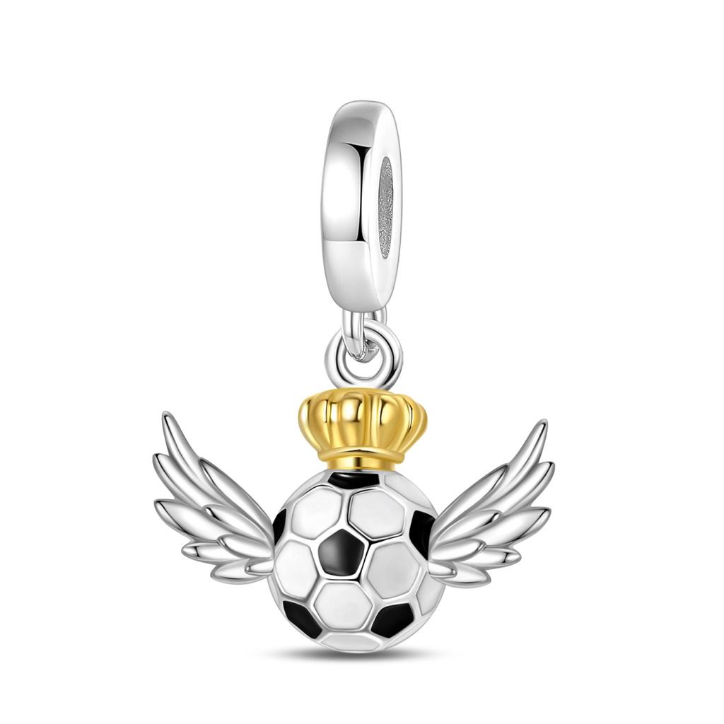 925 Silver Plated Soccer Ball Champion Cup Charms Beads Fit 3mm Bracelets DIY Football Jewelry Gift