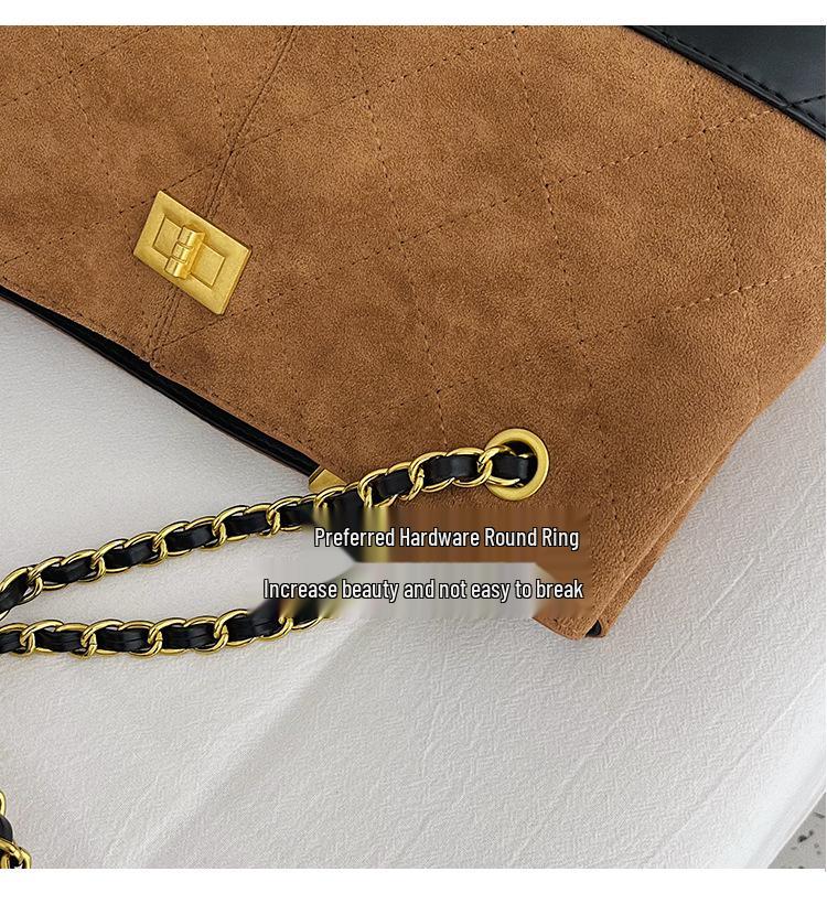 Women's Luxury Argyle Chain Underarm Tote Bag - Mielard Color Block, Large Capacity, Commute Style.