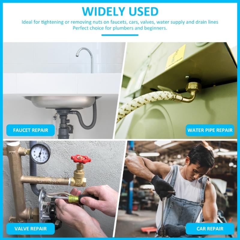 Chiave per Tubi Multifunzionale Manico Ergonomico Strumento Idraulico per Bagno Cucina Manutenzione Installazioni Quotidiane in Casa